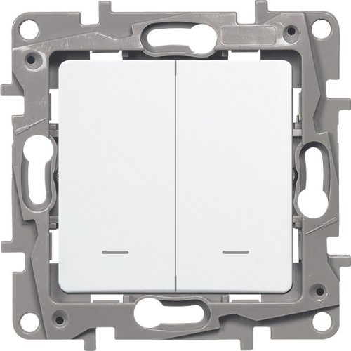 Выключатель с подсветкой без рамки Legrand Etika 2-кл. белый фото Выключатель с подсветкой без рамки Legrand Etika 2-кл. белый картинка